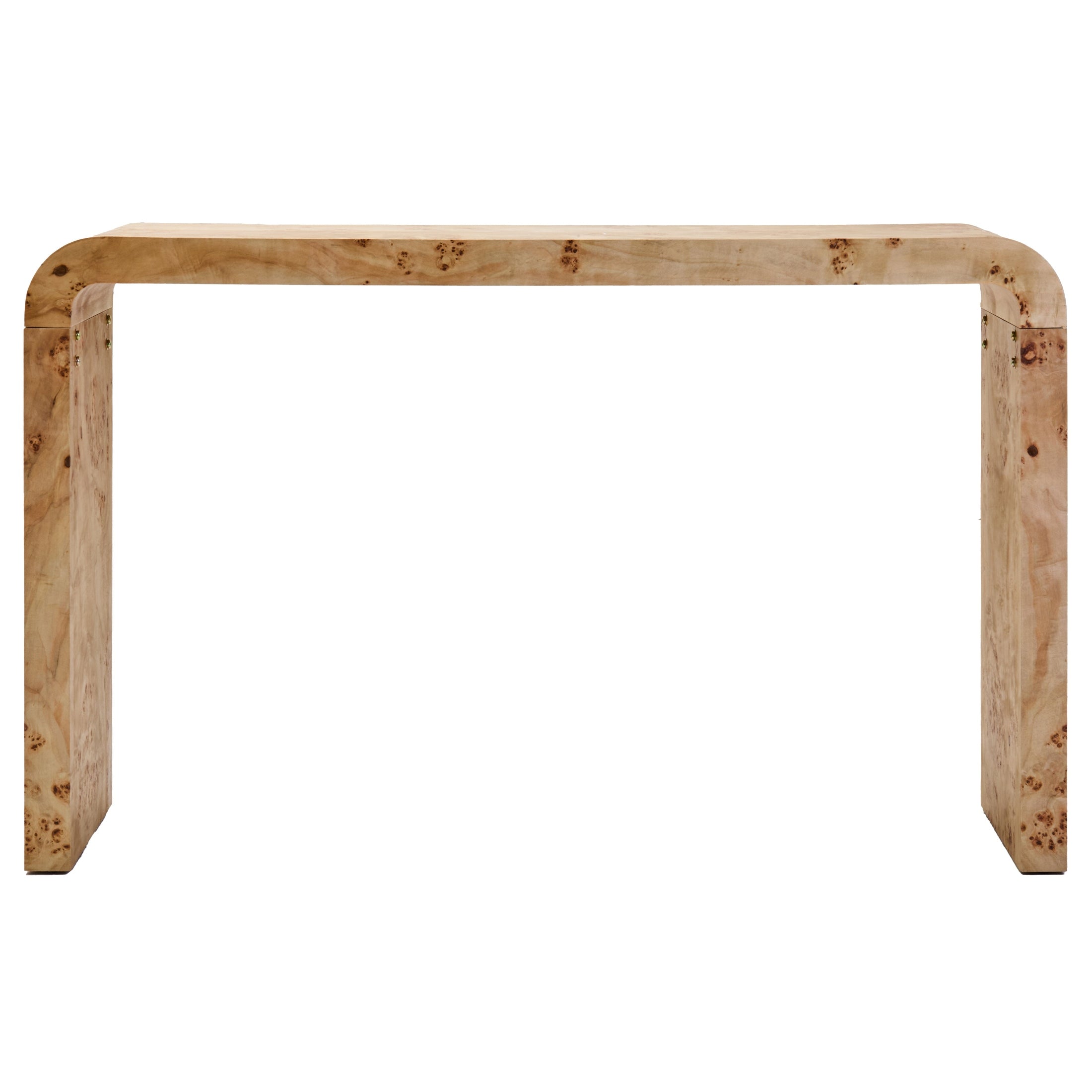 Motara Burl Wood Design Curved Console Table  Nicholas John Interiors