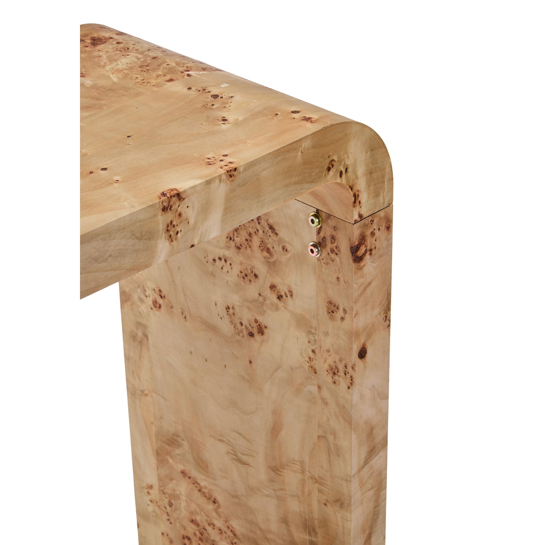 Motara Burl Wood Design Curved Console Table  Nicholas John Interiors