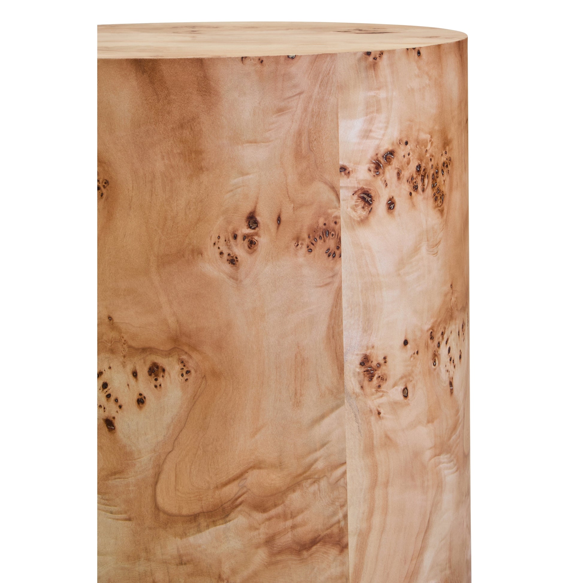 Motara Burl Wood Design Round Side Table  Nicholas John Interiors