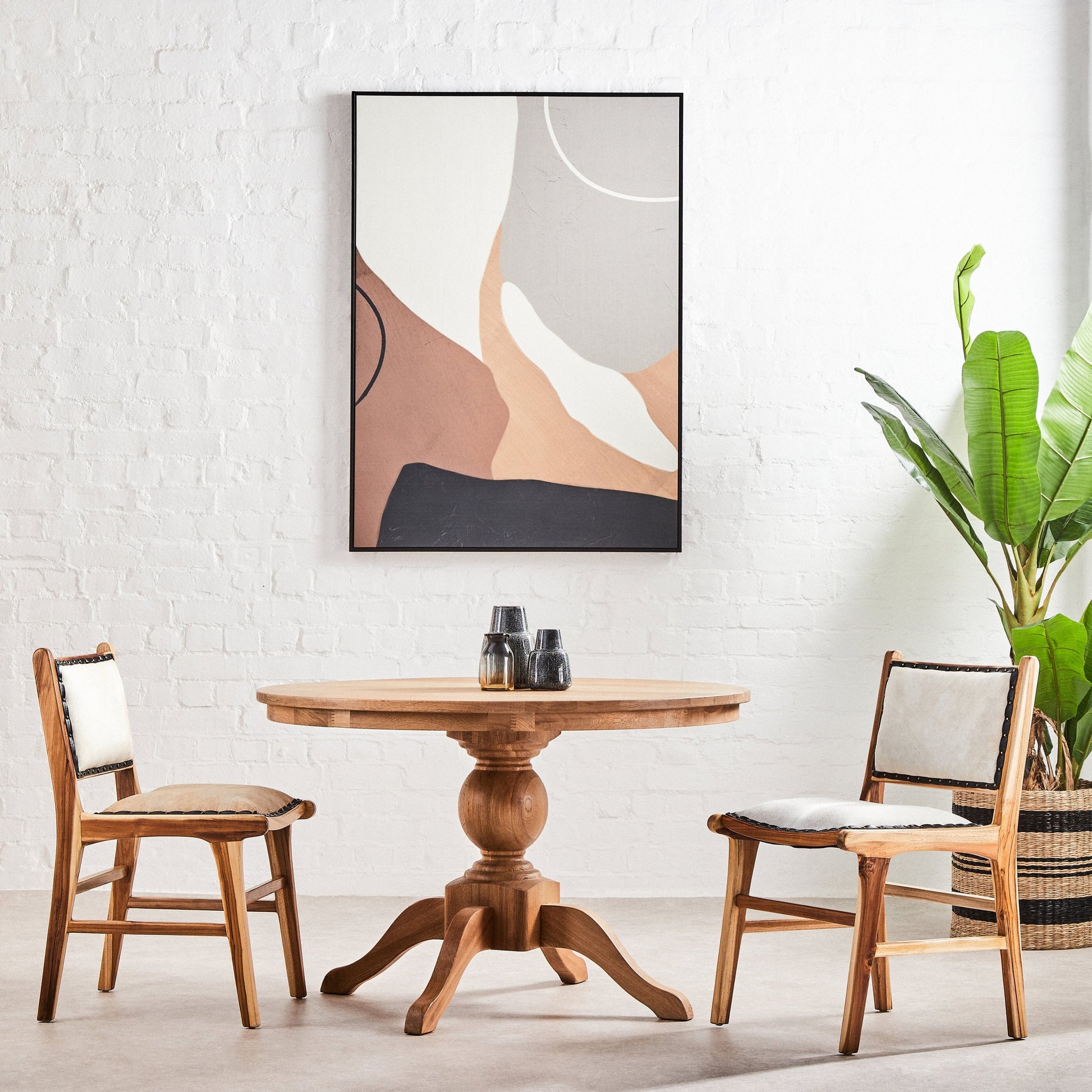 Noira Neutral Abstract Canvas Wall Art  Nicholas John Interiors