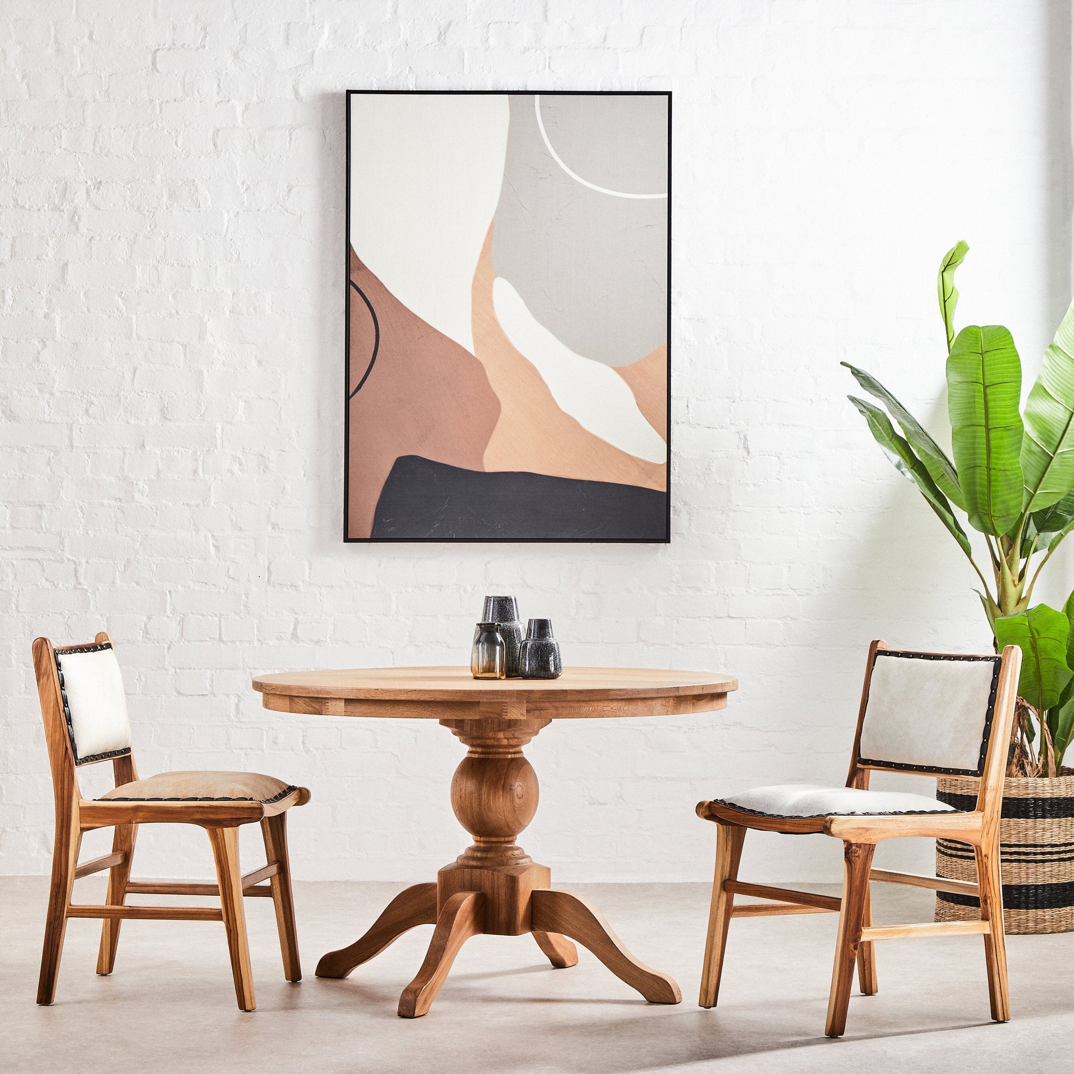 Noira Neutral Abstract Canvas Wall Art  Nicholas John Interiors