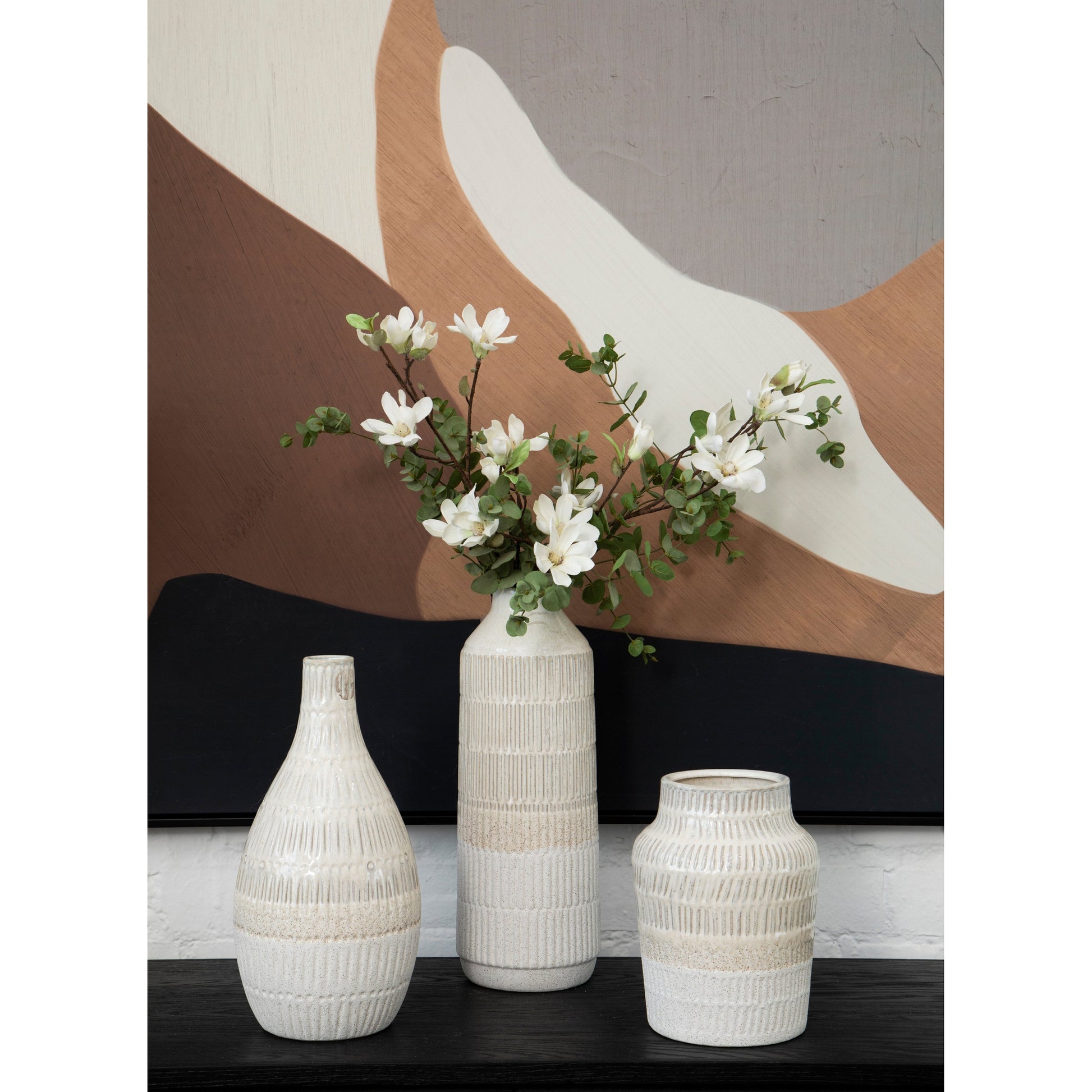 Noira Neutral Abstract Canvas Wall Art  Nicholas John Interiors