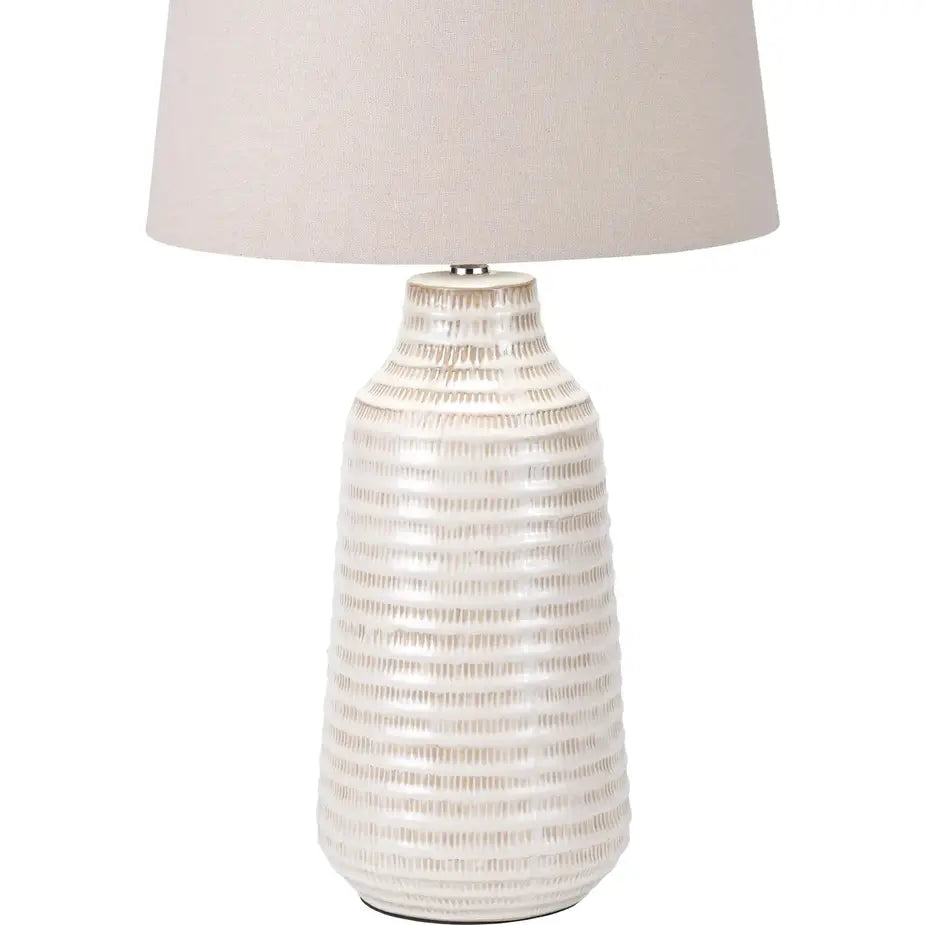 Nya Warm White Scratch Effect Ceramic Table Lamp   Nicholas John Interiors