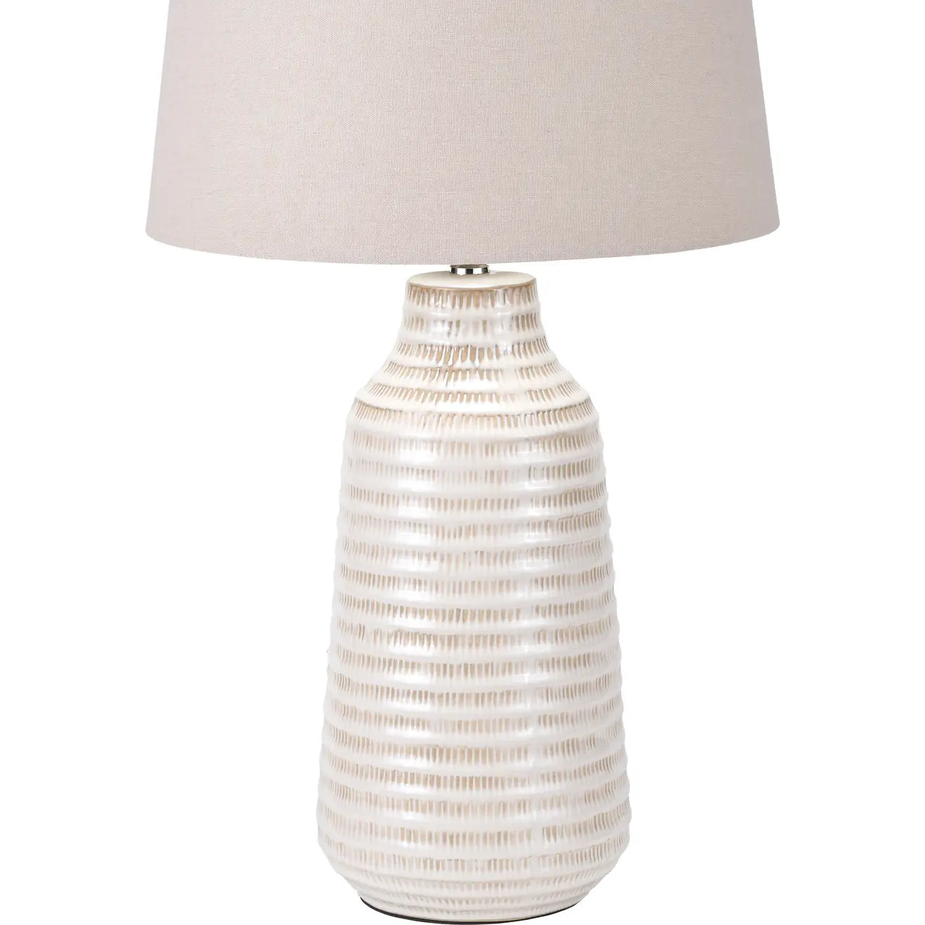 Nya Warm White Scratch Effect Ceramic Table Lamp  Nicholas John Interiors