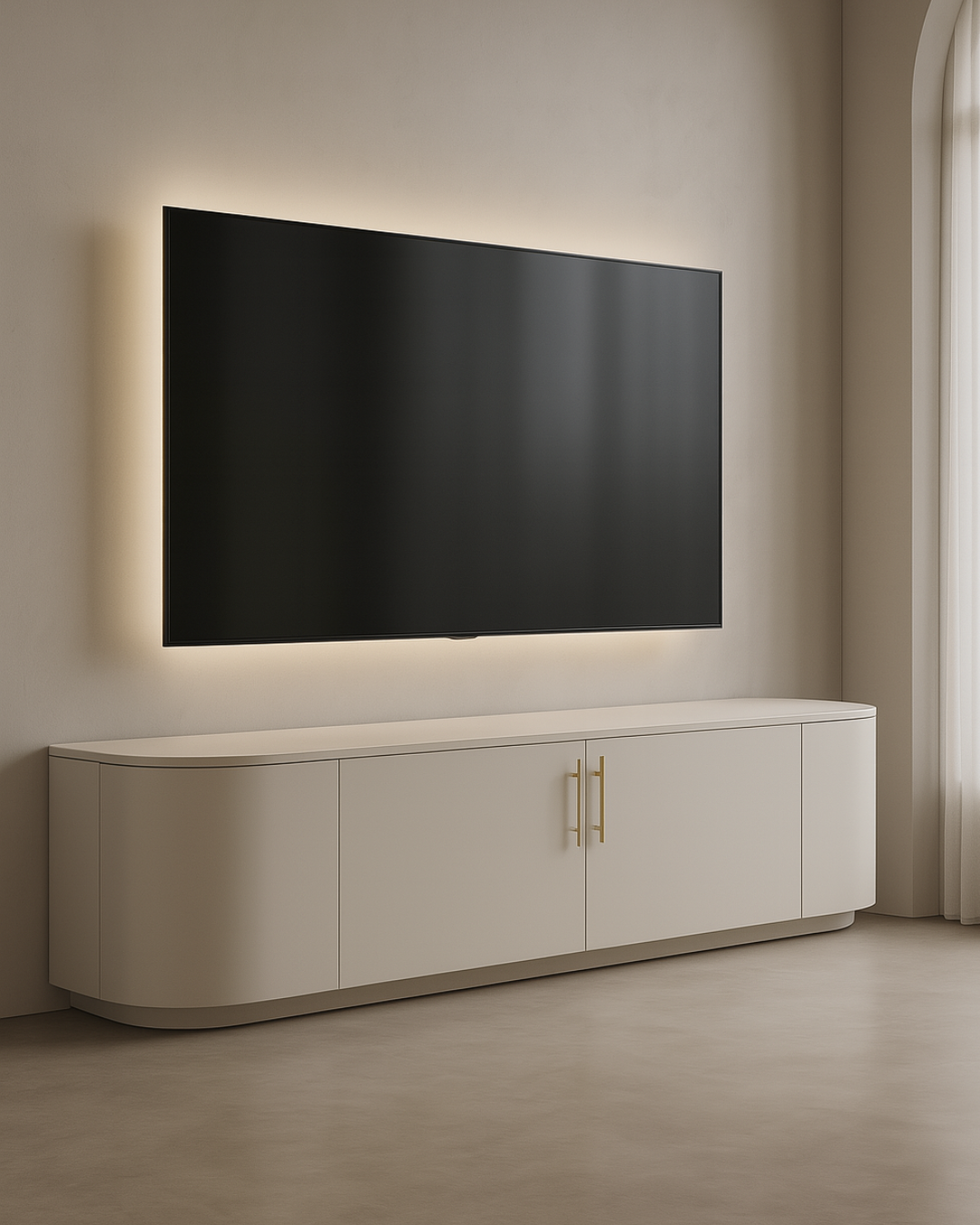 Oakura TV Unit - Matte Beige   Nicholas John Interiors