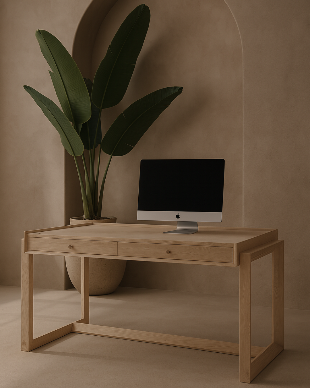 Tommy Franks Offset Solid Oak Desk in Natural   Nicholas John Interiors