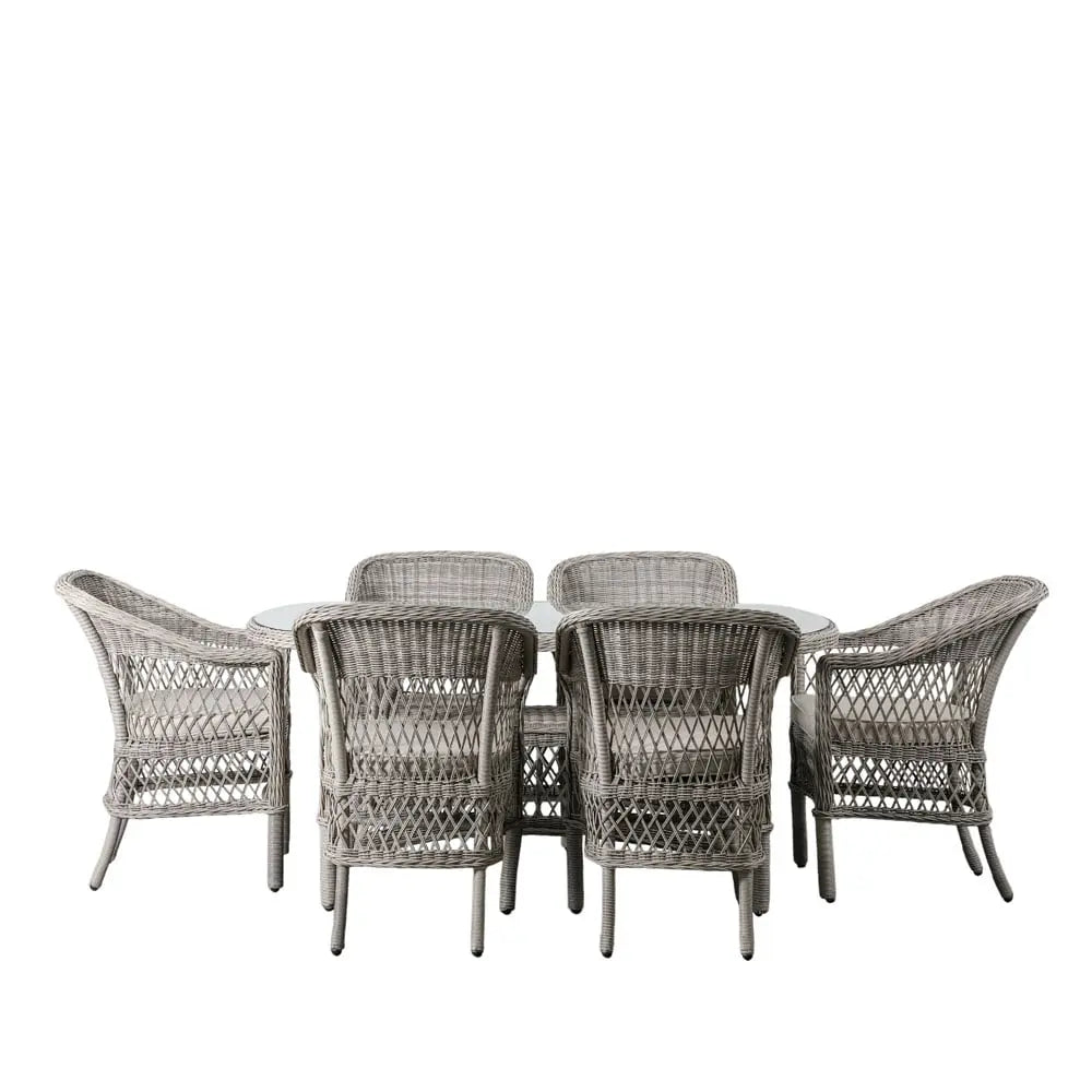Quentin 6 Seater Oval Dining Set Stone  Nicholas John Interiors
