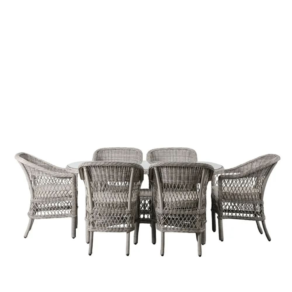 Quentin 6 Seater Oval Dining Set Stone  Nicholas John Interiors