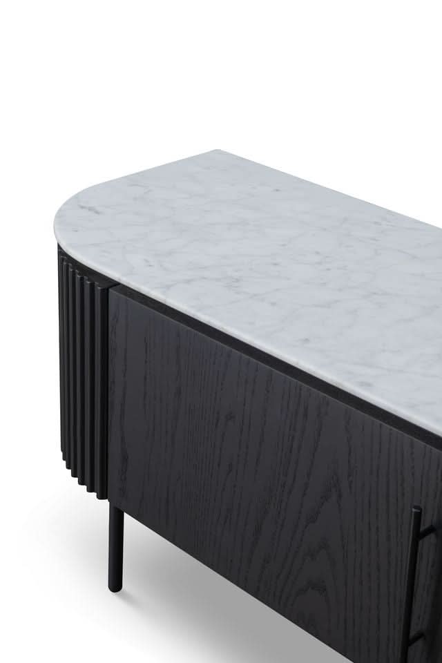 Tommy Franks Lantine Marble TV Unit in Black Oak   Nicholas John Interiors