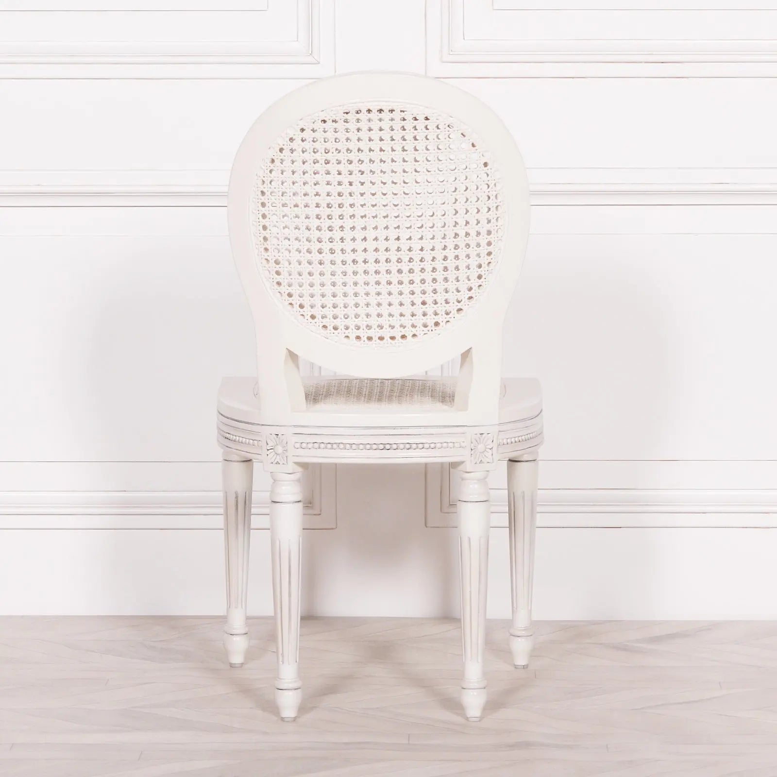 Off White Chateau Rattan Dining Chair with Mahogany Frame   Nicholas John Interiors