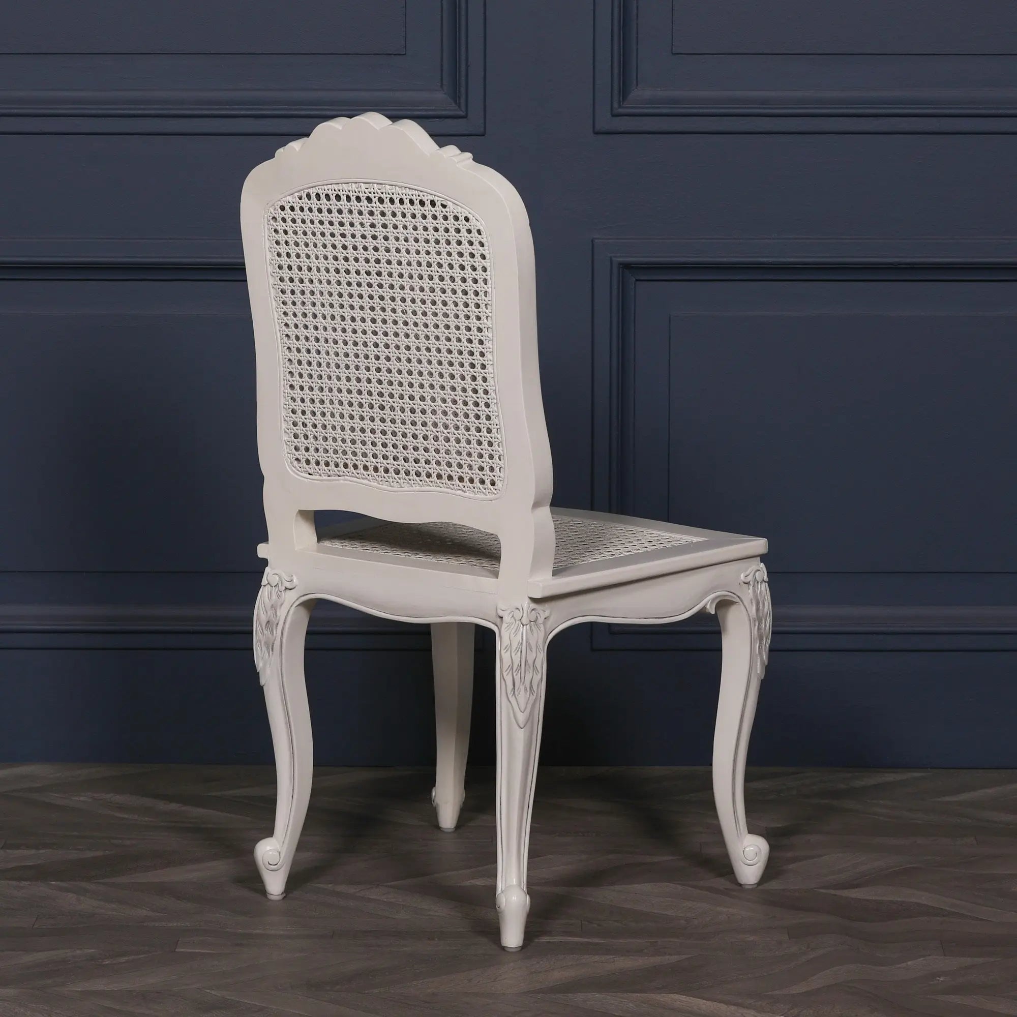 Off White Rattan Dining and Bedroom Chair with Cabriole Legs   Nicholas John Interiors