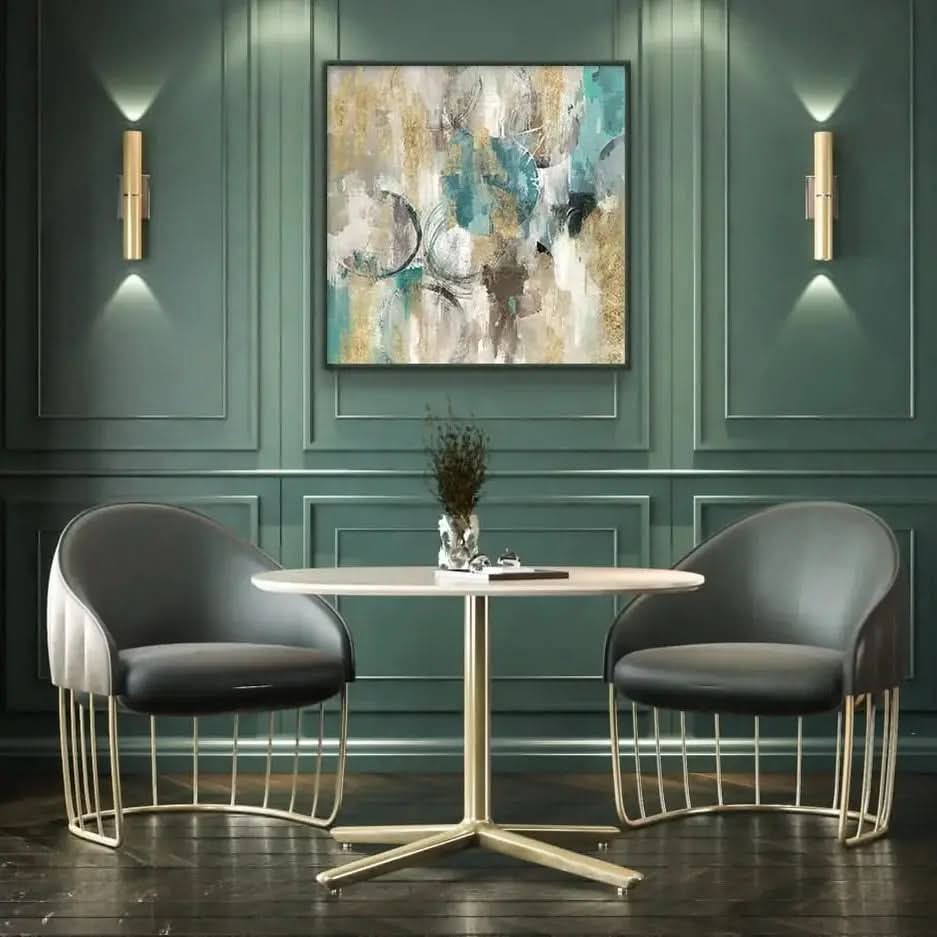 Oil on Canvas 01 – Large Abstract Canvas Wall Art with Black Frame   Nicholas John Interiors