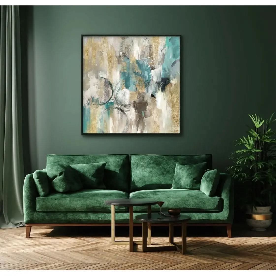 Oil on Canvas 01 – Large Abstract Canvas Wall Art with Black Frame   Nicholas John Interiors