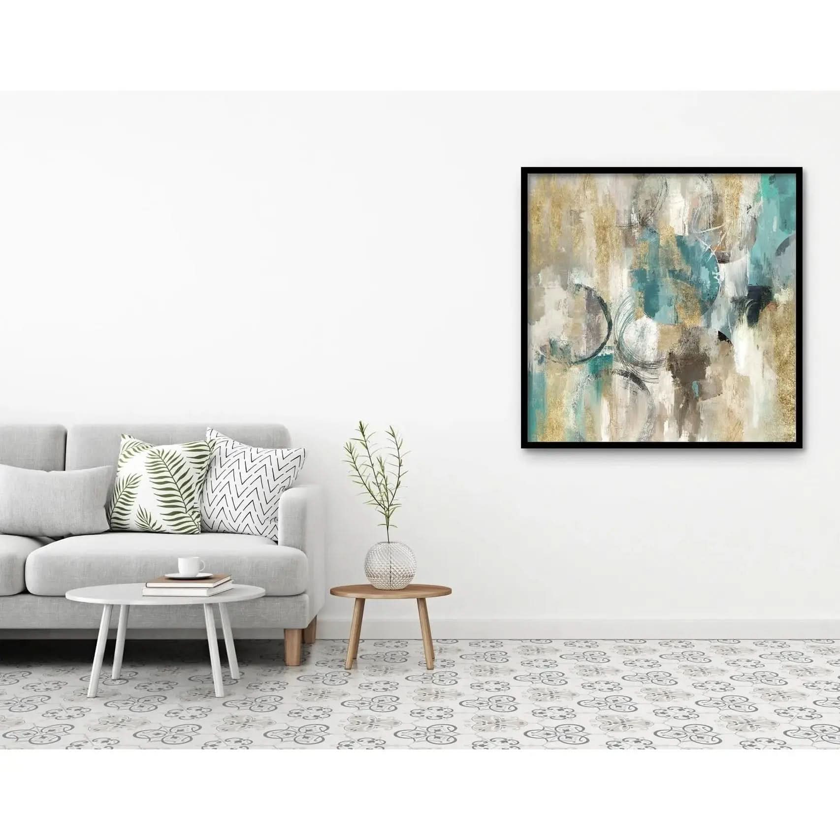 Oil on Canvas 01 – Large Abstract Canvas Wall Art with Black Frame   Nicholas John Interiors