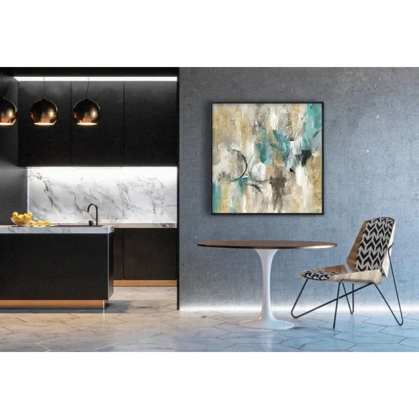 Oil on Canvas 01 – Large Abstract Canvas Wall Art with Black Frame   Nicholas John Interiors