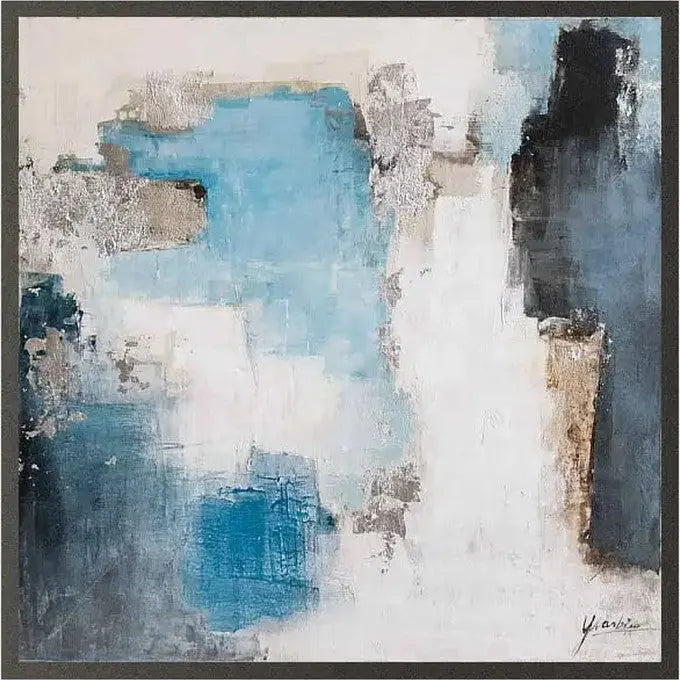 Oil on Canvas 12 – Large Abstract Hand-Painted Wall Art with Black Frame   Nicholas John Interiors