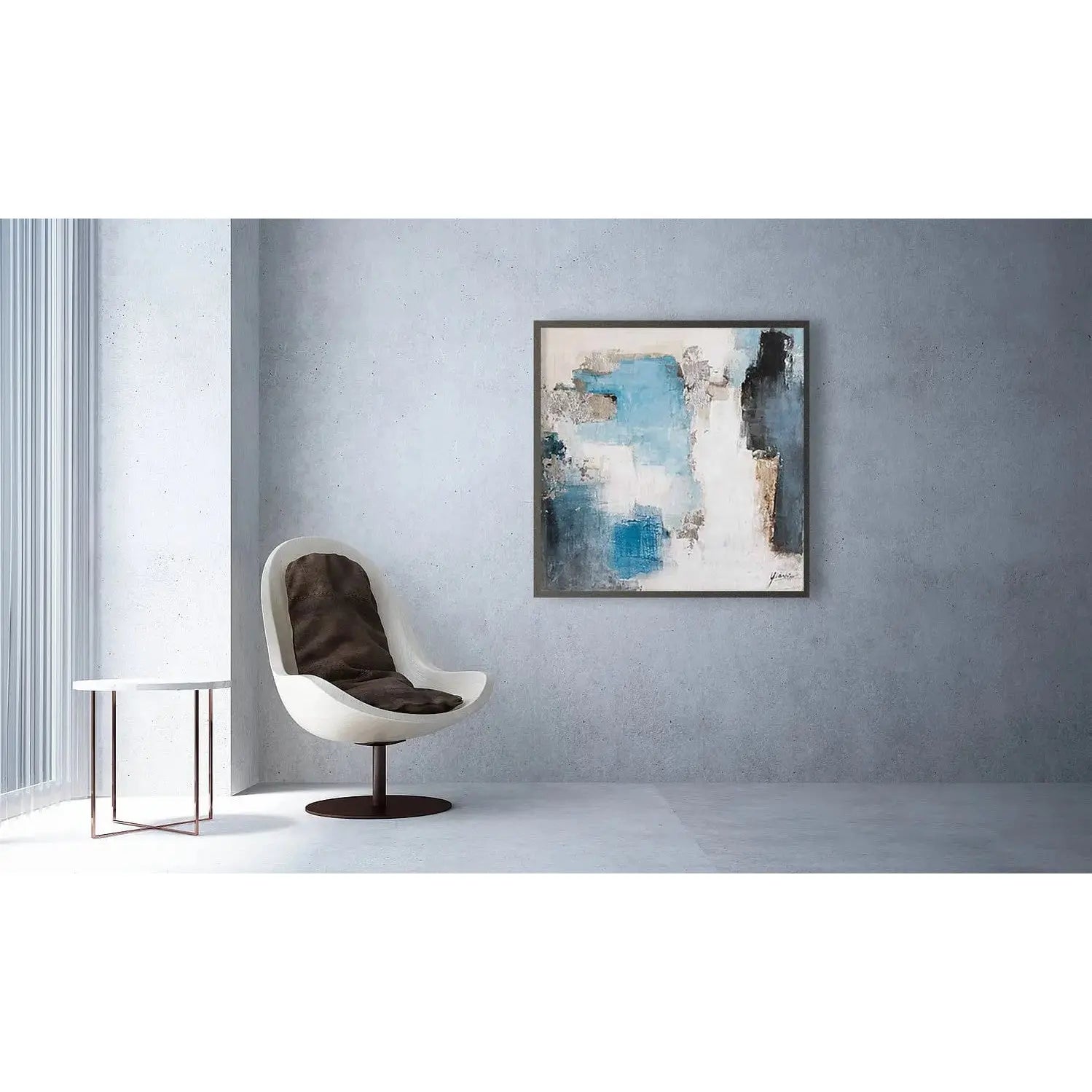 Oil on Canvas 12 – Large Abstract Hand-Painted Wall Art with Black Frame   Nicholas John Interiors