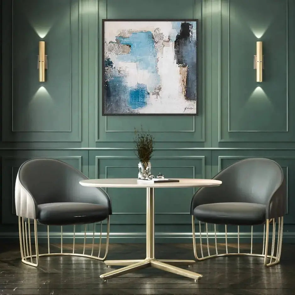 Oil on Canvas 12 – Large Abstract Hand-Painted Wall Art with Black Frame   Nicholas John Interiors