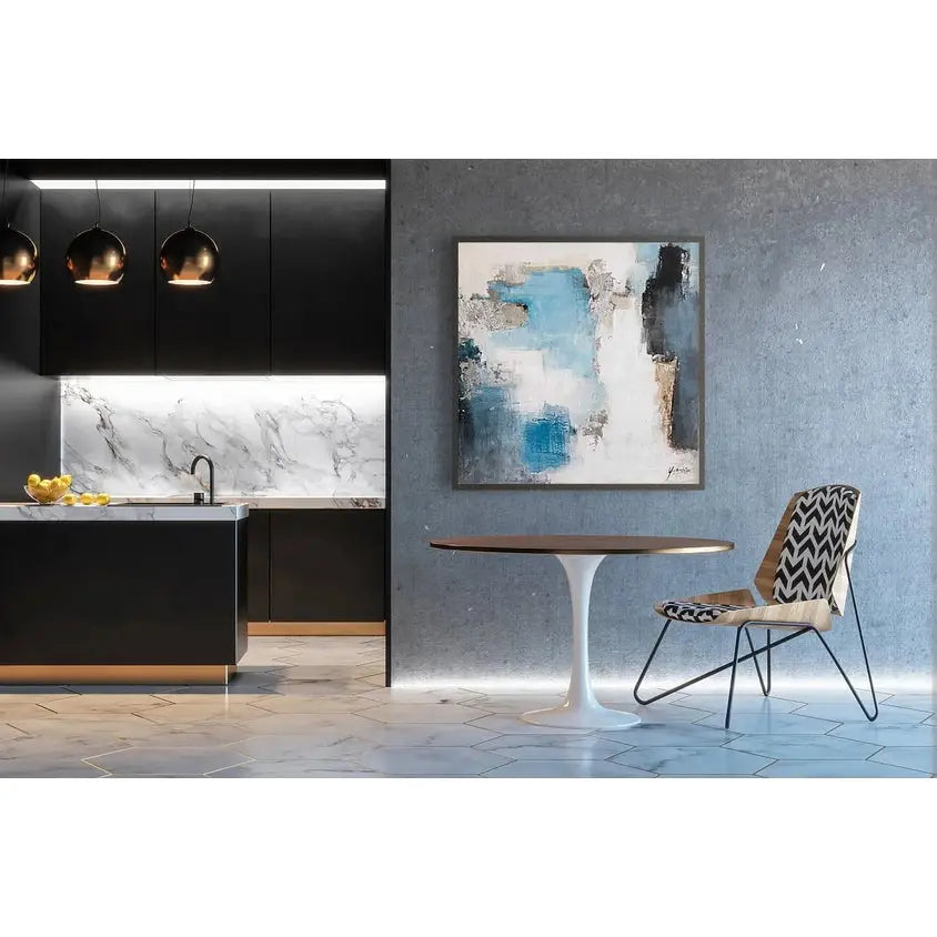 Oil on Canvas 12 – Large Abstract Hand-Painted Wall Art with Black Frame   Nicholas John Interiors