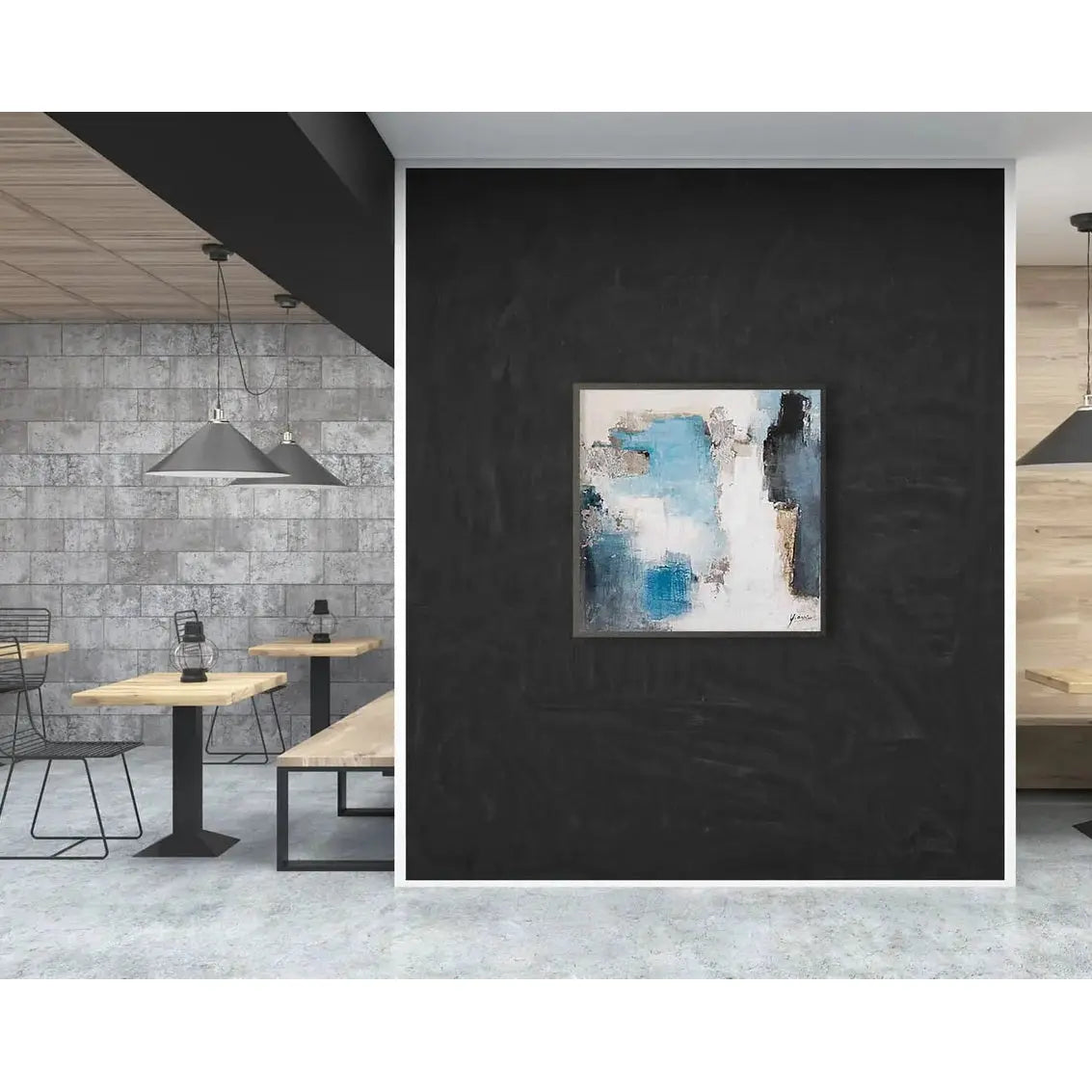 Oil on Canvas 12 – Large Abstract Hand-Painted Wall Art with Black Frame   Nicholas John Interiors