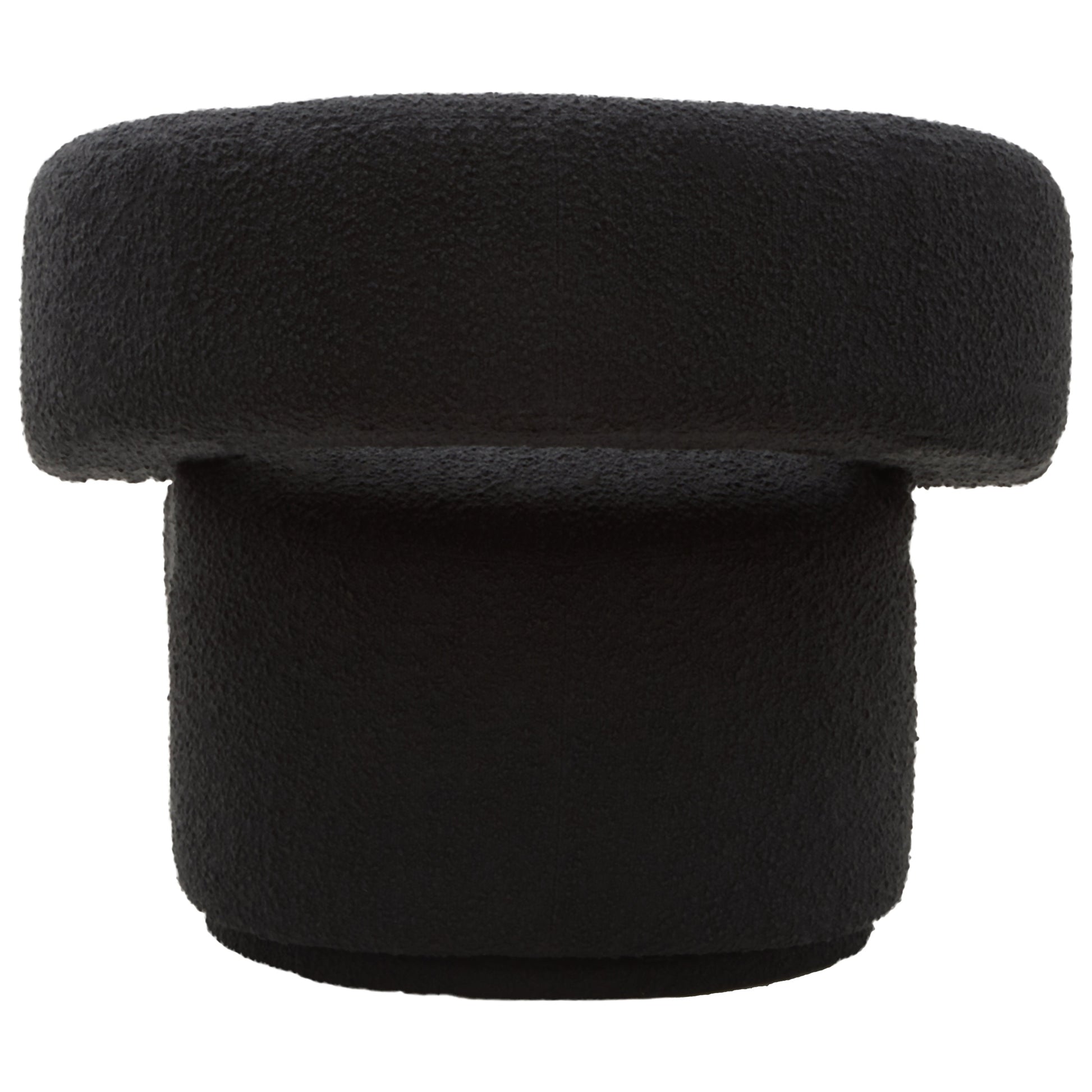 Olivra Black Boucle Curved Revolving Armchair  Nicholas John Interiors