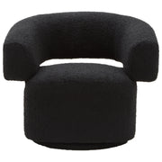 Olivra Black Boucle Curved Revolving Armchair  Nicholas John Interiors