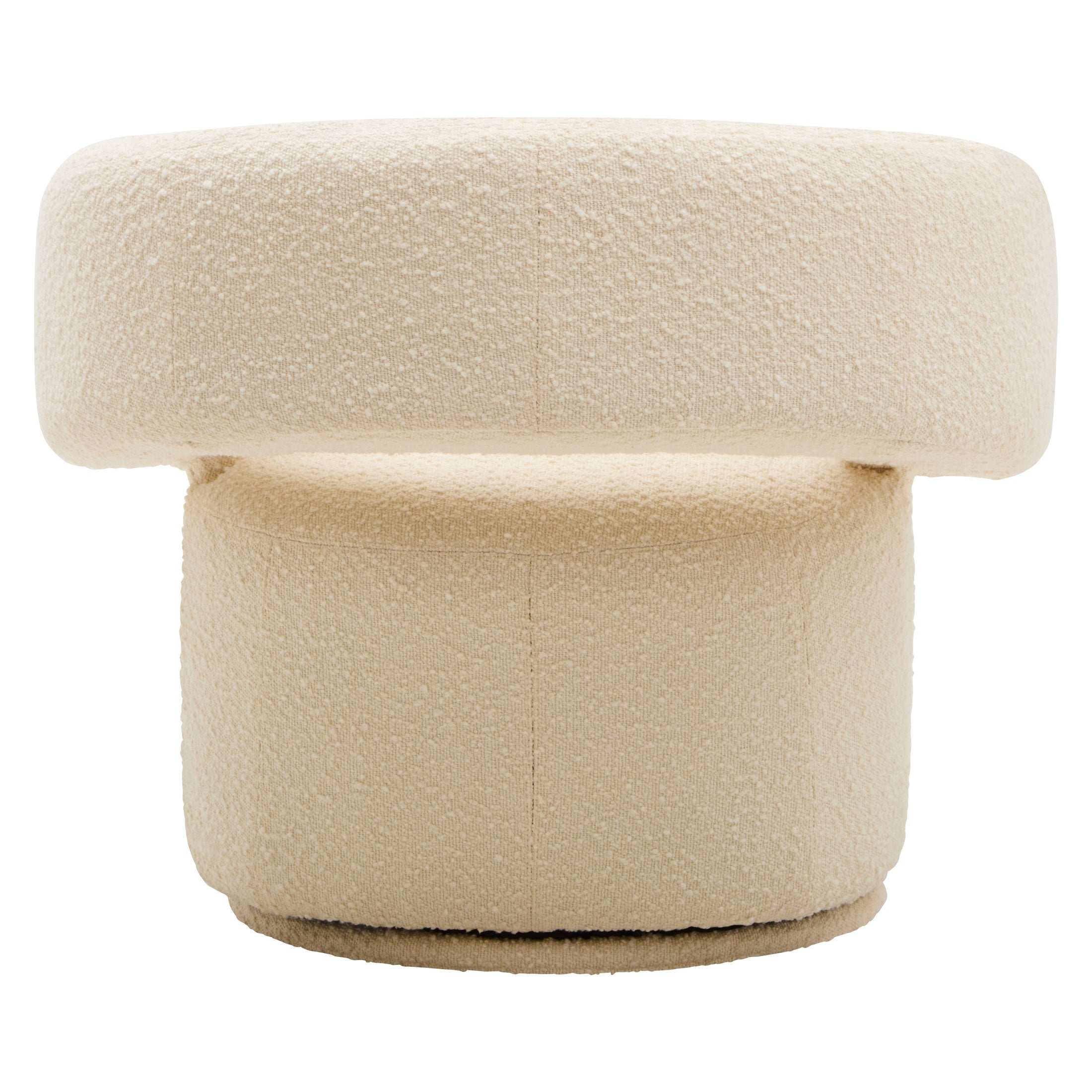 Olivra Ivory Boucle Curved Revolving Armchair  Nicholas John Interiors