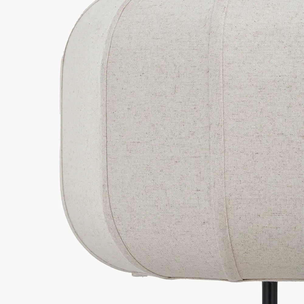 Oscar Black Metal & Natural Linen Floor Lamp  Nicholas John Interiors