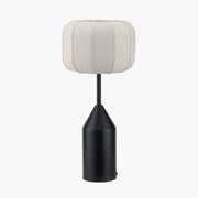 Oscar Black Metal & Natural Linen Table Lamp  Nicholas John Interiors