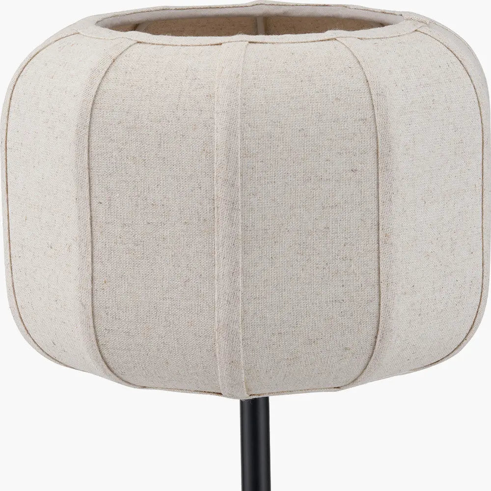 Oscar Black Metal & Natural Linen Table Lamp  Nicholas John Interiors