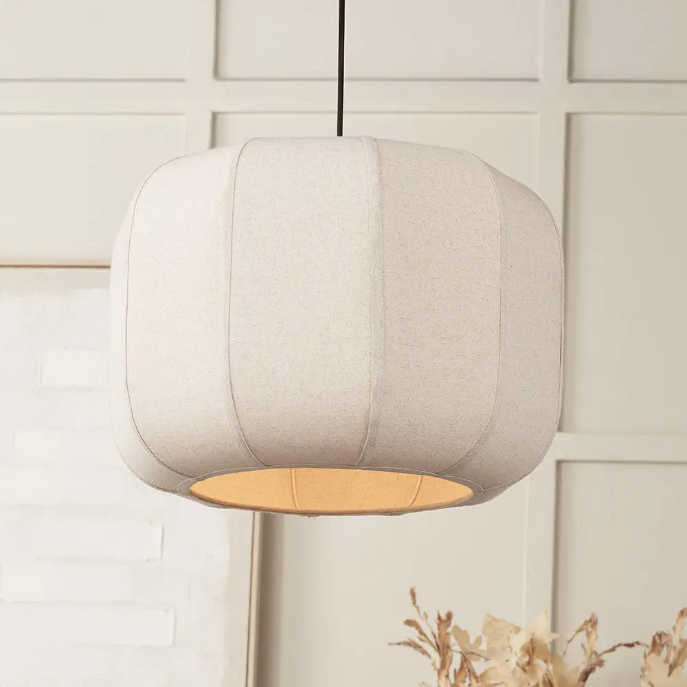 Oscar Natural Linen Structured Pendant  Nicholas John Interiors