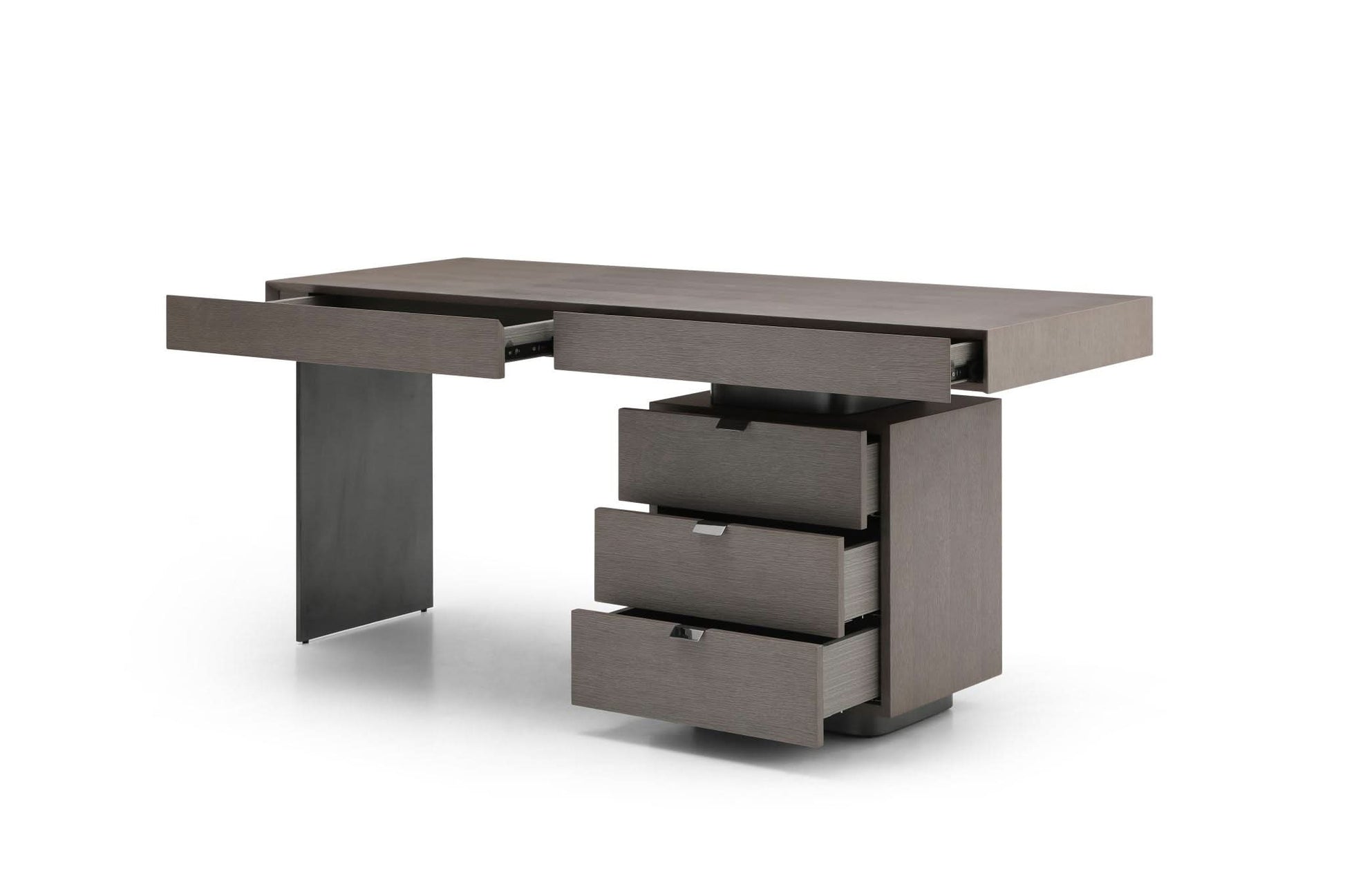 Tommy Franks Oston Office Desk - Grey - Right Hand Drawers   Nicholas John Interiors