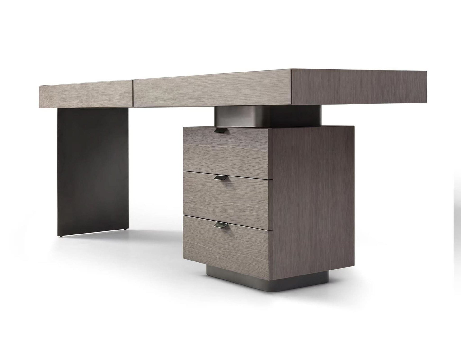 Tommy Franks Oston Office Desk - Grey - Right Hand Drawers   Nicholas John Interiors