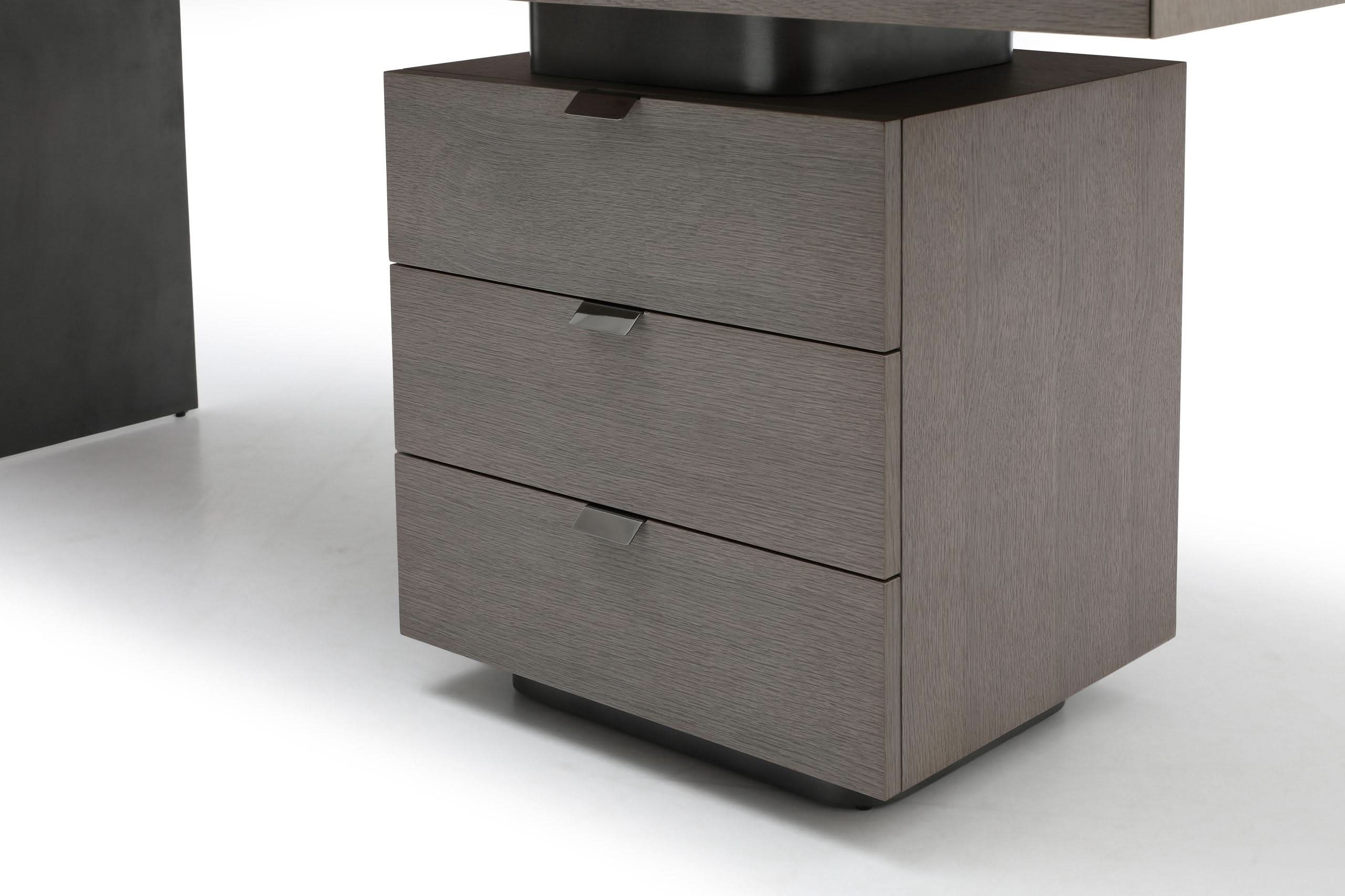 Tommy Franks Oston Office Desk - Grey - Right Hand Drawers   Nicholas John Interiors