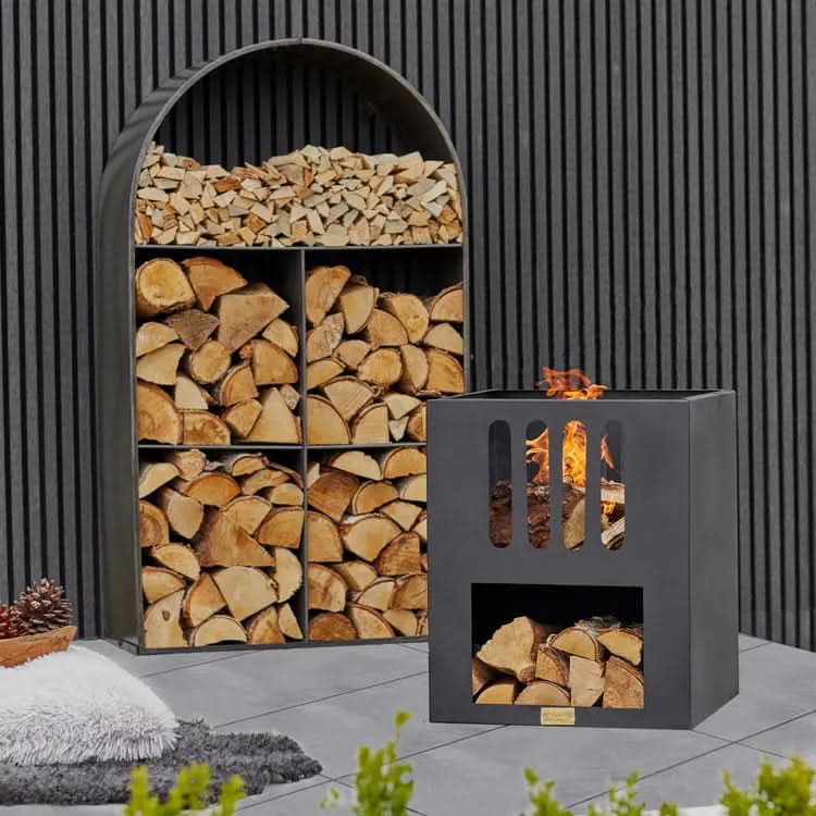 Outdoor Libra Contemporary Fire Pit in Matt Black  Nicholas John Interiors