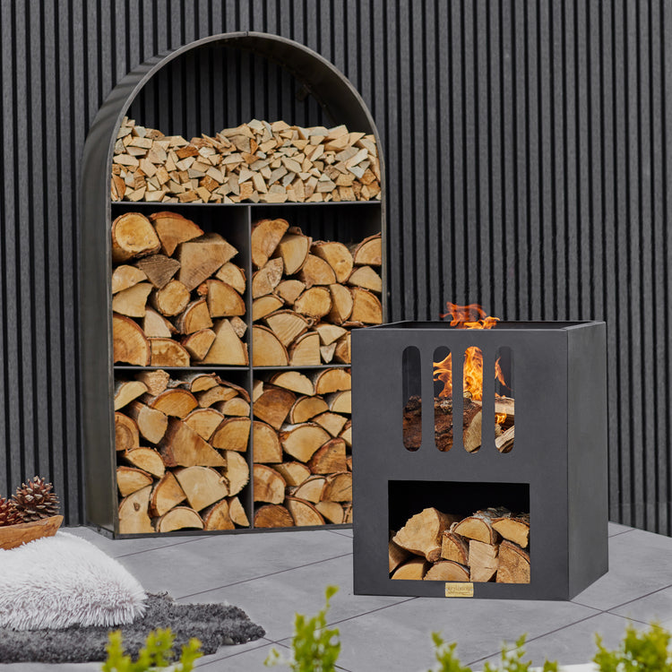 Outdoor Libra Contemporary Fire Pit in Matt Black  Nicholas John Interiors