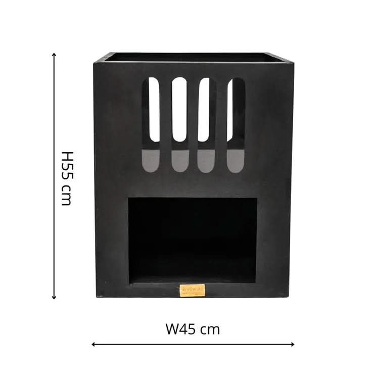 Outdoor Libra Contemporary Fire Pit in Matt Black  Nicholas John Interiors