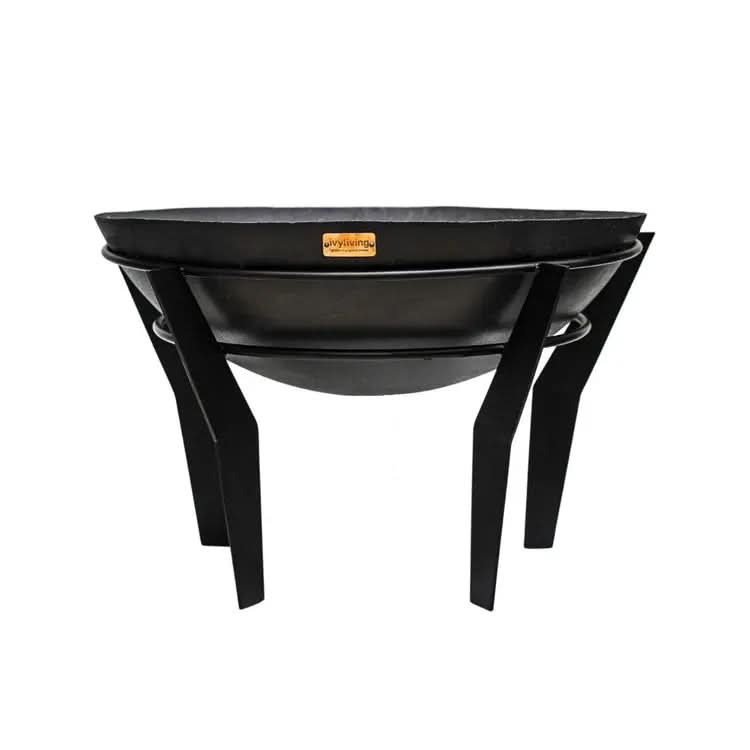 Outdoor Metal Kendal Fire Pit on Stand in Black  Nicholas John Interiors