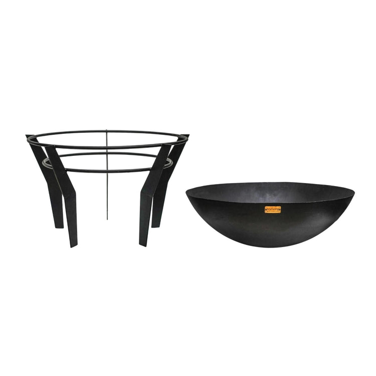 Outdoor Metal Kendal Fire Pit on Stand in Black  Nicholas John Interiors