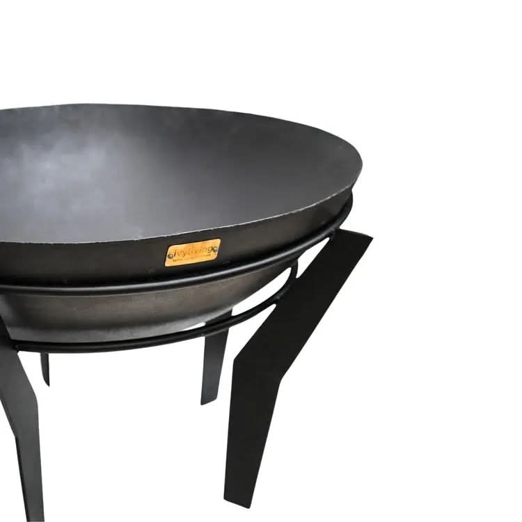 Outdoor Metal Kendal Fire Pit on Stand in Black  Nicholas John Interiors