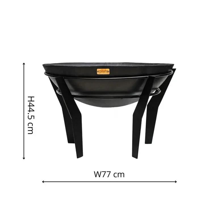 Outdoor Metal Kendal Fire Pit on Stand in Black  Nicholas John Interiors
