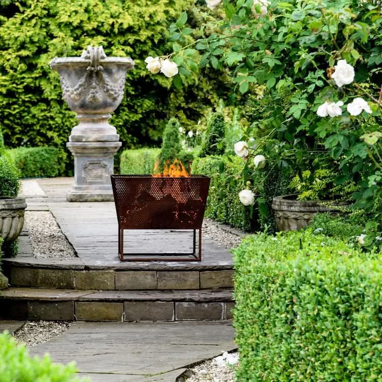 Outdoor Norfolk Fire Pit Rust Iron  Nicholas John Interiors