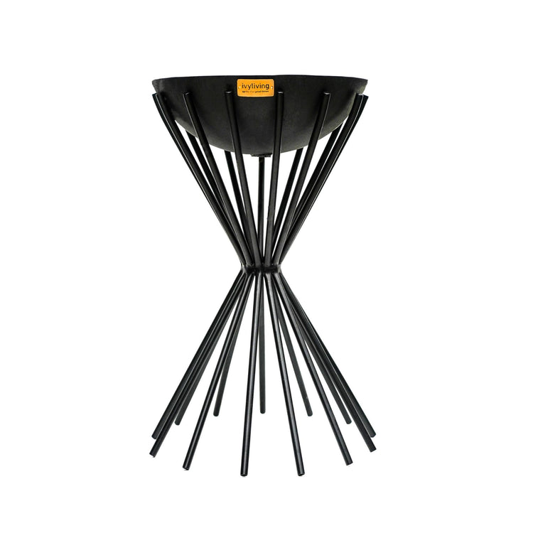 Outdoor Tall Metal Dakota Fire Pit in Black  Nicholas John Interiors
