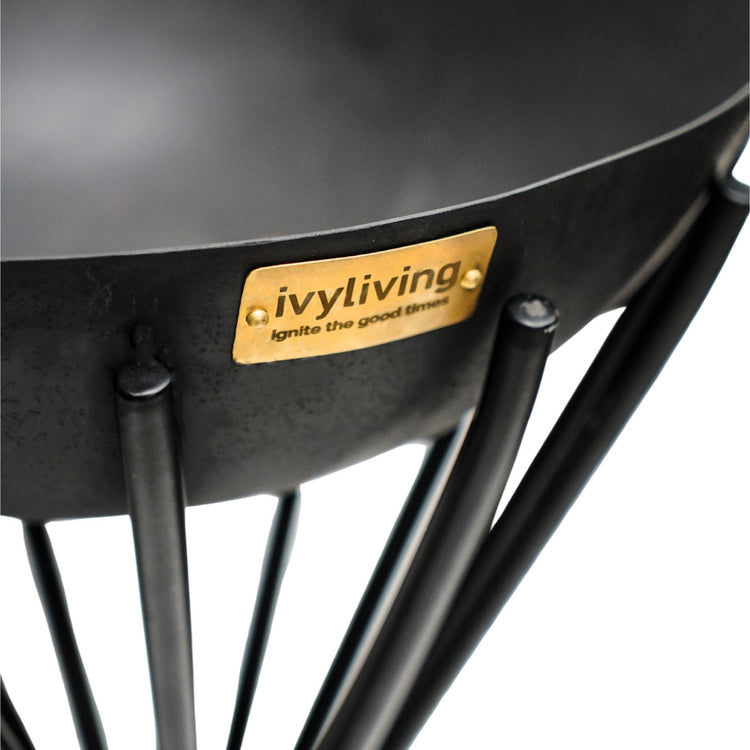 Outdoor Tall Metal Dakota Fire Pit in Black  Nicholas John Interiors