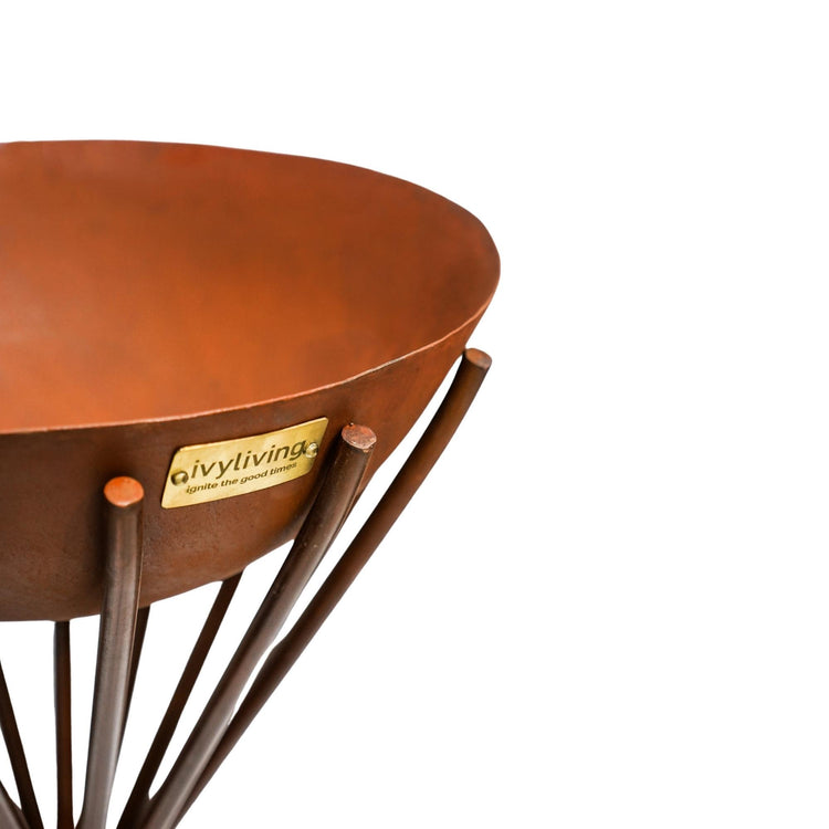 Outdoor Tall Metal Dakota Fire Pit in Rust  Nicholas John Interiors