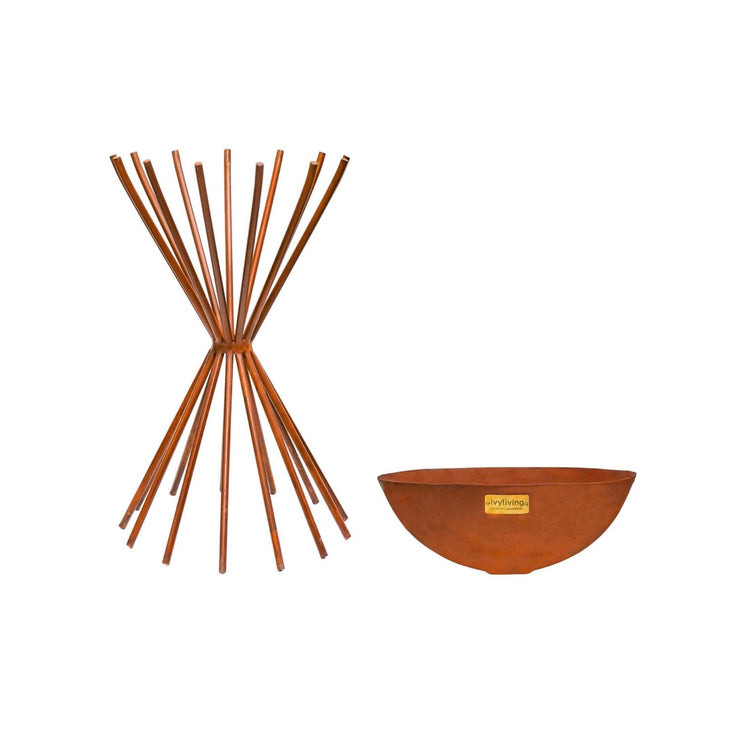 Outdoor Tall Metal Dakota Fire Pit in Rust  Nicholas John Interiors