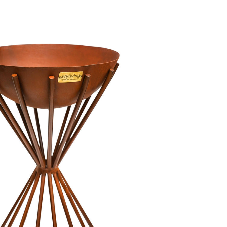 Outdoor Tall Metal Dakota Fire Pit in Rust  Nicholas John Interiors