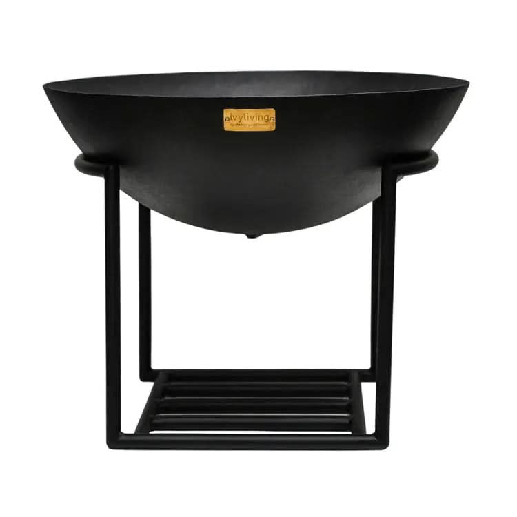Outdoor XL Cast Iron Fire Pit in Black Iron  Nicholas John Interiors