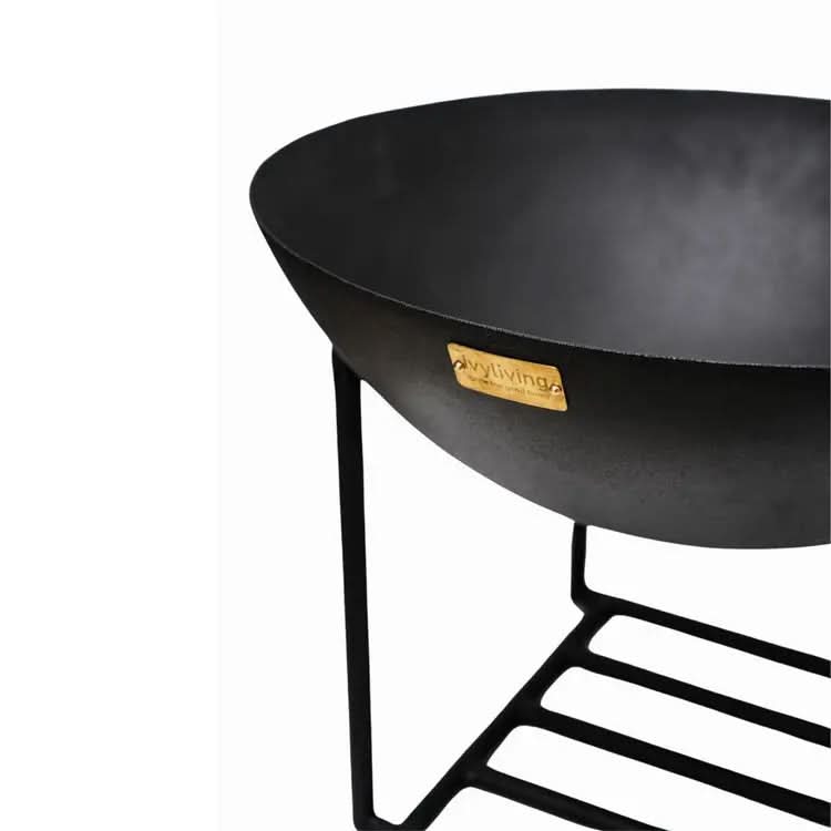 Outdoor XL Cast Iron Fire Pit in Black Iron  Nicholas John Interiors