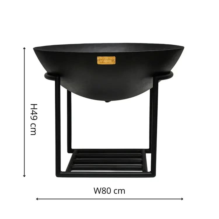Outdoor XL Cast Iron Fire Pit in Black Iron  Nicholas John Interiors